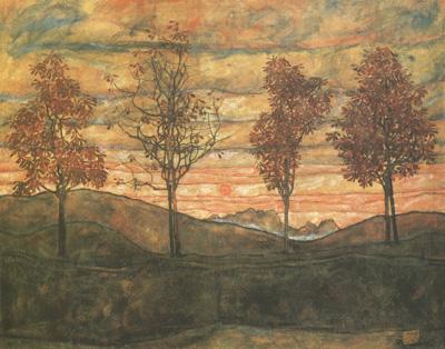 Egon Schiele Four Trees (mk12) China oil painting art
